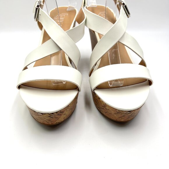 Franco Sarto Womens Size‎ 10 Stallion White Faux Leather Wedges Sandals Shoes - Picture 3 of 15